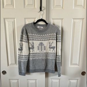 Abollria Gray And Off White Reindeer Sweater